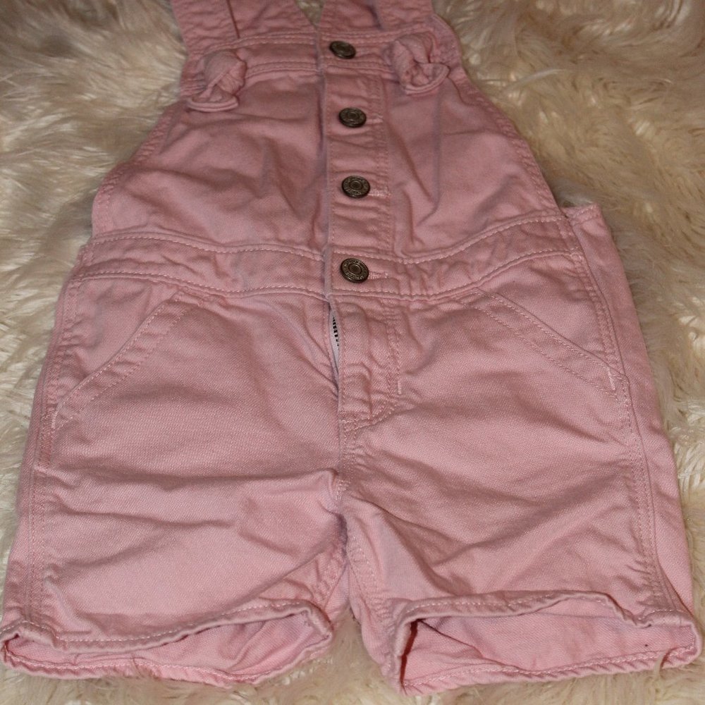 GAP PINK DENIM SHORT OVERALLS